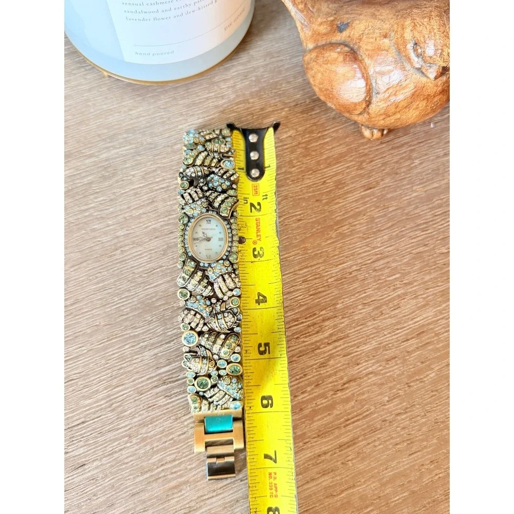 Heidi Daus Sea Life Rhinestone Bracelet Watch Women Bronze Green Blue 7.25